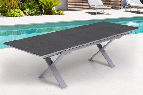 KETTLER Granada Esstischgarnitur, Silber / Anthrazit, Alu / Spraystone / Teak, Tisch 180/280x100cm, 8 Stapelsessel, 2 Multipo 6 KETTLER Granada Esstischgarnitur, Silber / Anthrazit, Alu / Spraystone / Teak, Tisch 180/280x100cm, 8 Stapelsessel, 2 Multipo – Bild 4