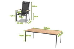 HARTMAN Silencio / Alice Sitzgruppe, Xerix/natur, Alu/Teak, 4x4 Textilen, 8 Dining Sessel, 220x100cm, FSC-Teak Armlehnen -Gartenladen 23198 mass.jpg