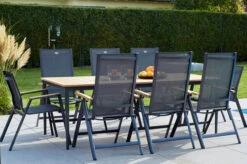 HARTMAN Silencio / Aruba Sitzgruppe, Xerix/natur, Alu/Teak, 2 Dining Sessel, 6 Multipo, 220x100cm, FSC-Teak Armlehnen