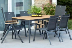 HARTMAN Silencio / Aruba Sitzgruppe, Xerix/natur, Alu/Teak, 4 Dining Sessel, 2 Multipo, 160/220x90cm, FSC-Teak Armlehnen