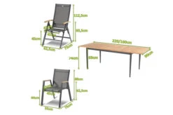 HARTMAN Silencio / Aruba Sitzgruppe, Xerix/natur, Alu/Teak, 4 Dining Sessel, 2 Multipo, 160/220x90cm, FSC-Teak Armlehnen -Gartenladen 23230 mass.jpg