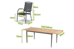 HARTMAN Silencio / RaffaeloSitzgruppe, Xerix/natur, Alu/Teak, 4 Dining Sessel, 160/220x90cm, FSC-Teak Armlehnen -Gartenladen 23237 mass.jpg