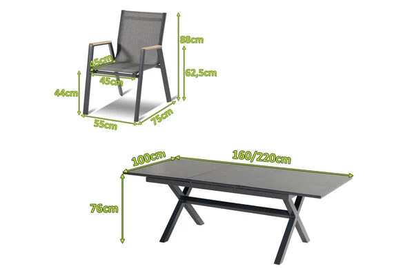 HARTMAN Xanadu / Aruba Sitzgruppe, Xerix/natur, Alu/Teak/Glaskeramik, 8 Dining Sessel, 160/220x100cm, FSC-Teak Armlehnen 6 HARTMAN Xanadu / Aruba Sitzgruppe, Xerix/natur, Alu/Teak/Glaskeramik, 8 Dining Sessel, 160/220x100cm, FSC-Teak Armlehnen – Bild 4