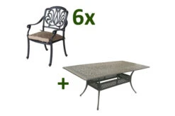 HARTMAN Amalfi Sitzgruppe, Bronze, Alu-Guss, 6 Dining Sessel, 214x112cm