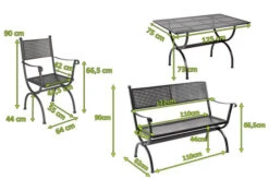 MBM Romeo Esstischgarnitur, Marone, Schmiedeeisen, Verzinkt, Pulverbeschichtet, Tisch 125x75 Cm, Bank, 2x Sessel -Gartenladen 23358 05.jpg
