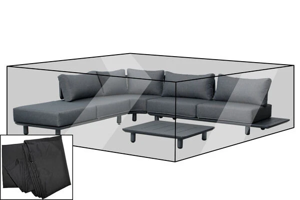 OUTFLEXX Premium Abdeckhaube Für Ecklounge, Schwarz, Z.B. 21806, Polyester, 355 X 325 X 70 Cm, Wasserbeständig 3 OUTFLEXX Premium Abdeckhaube Für Ecklounge, Schwarz, Z.B. 21806, Polyester, 355 X 325 X 70 Cm, Wasserbeständig