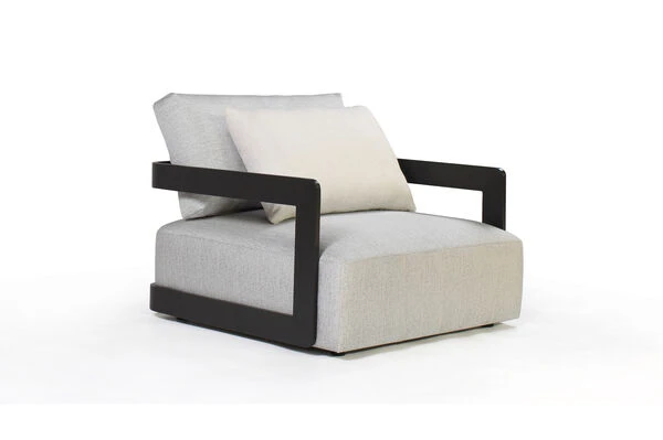 OUTFLEXX Roku Sessel, Schwarz, Alu/Agora Senda, 102 X 100 X 61cm, Drehbar, Inkl. Kissen 3 OUTFLEXX Roku Sessel, Schwarz, Alu/Agora Senda, 102 X 100 X 61cm, Drehbar, Inkl. Kissen