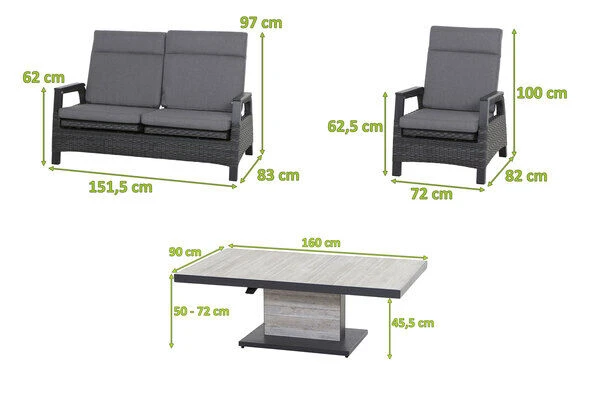 SIENA GARDEN Solea/Bellani Dining Lounge, Anthrazit/night-blue, Alu/Gardino®-Geflecht/Keramik, Für 4 Personen,160 X 90 X 50-72cm, Stufenlos Verstellbar 7 SIENA GARDEN Solea/Bellani Dining Lounge, Anthrazit/night-blue, Alu/Gardino®-Geflecht/Keramik, Für 4 Personen,160 X 90 X 50-72cm, Stufenlos Verstellbar – Bild 5