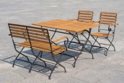 OUTFLEXX Sitzgruppe, Natur/schwarz, Stahl/FSC-Akazienholz, 120x80 Cm, 2 Klappstühle Mit Armlehnen, 2-Sitzer Bank, Pulverbeschichtet, Geölt 22 OUTFLEXX Sitzgruppe, Natur/schwarz, Stahl/FSC-Akazienholz, 120x80 Cm, 2 Klappstühle Mit Armlehnen, 2-Sitzer Bank, Pulverbeschichtet, Geölt -Gartenladen 23885 06.jpg