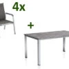 KETTLER Cubic/Basic Plus Esstischgarnitur, Silber/anthrazit, Alu/Textilene, Tisch 160x90 Cm, 4 Stapelsessel -Gartenladen 28696 01.jpg