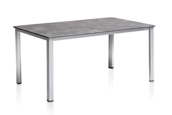 KETTLER Cubic/Basic Plus Esstischgarnitur, Silber/anthrazit, Alu/Textilene, Tisch 160x90 Cm, 4 Stapelsessel 4 KETTLER Cubic/Basic Plus Esstischgarnitur, Silber/anthrazit, Alu/Textilene, Tisch 160x90 Cm, 4 Stapelsessel – Bild 2