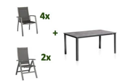 KETTLER Cubic/Altura Esstischgarnitur, Anthrazit, Alu/Kettalit/Textilene, 160x90 Cm, 4 Stapel/ 2 Multipos