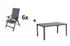 KETTLER Cubic Esstischgarnitur, Anthrazit, Alu/Kettalit/Textilene, 160x90 Cm, 6 Multipos