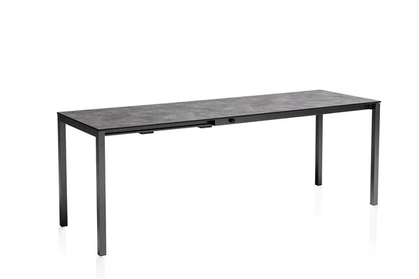 KETTLER Cubic/Basic Plus Esstischgarnitur, Anthrazit, Alu/HPL/Textilene, 140/210x70 Cm, 4 Stapelsessel 5 KETTLER Cubic/Basic Plus Esstischgarnitur, Anthrazit, Alu/HPL/Textilene, 140/210x70 Cm, 4 Stapelsessel – Bild 3