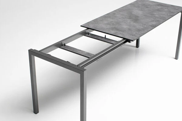 KETTLER Cubic/Basic Plus Esstischgarnitur, Anthrazit, Alu/HPL/Textilene, 140/210x70 Cm, 4 Stapelsessel 9 KETTLER Cubic/Basic Plus Esstischgarnitur, Anthrazit, Alu/HPL/Textilene, 140/210x70 Cm, 4 Stapelsessel – Bild 7