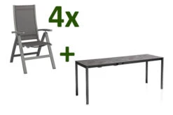 KETTLER Cubic/Altura Esstischgarnitur, Anthrazit, Alu/HPL/Textilene, 140/210x70 Cm, 4 Multipos