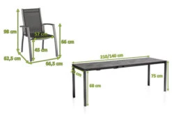 KETTLER Cubic/Altura Esstischgarnitur, Anthrazit, Alu/HPL/Textilene, 140/210x70 Cm, 8 Stapelsessel 15 KETTLER Cubic/Altura Esstischgarnitur, Anthrazit, Alu/HPL/Textilene, 140/210x70 Cm, 8 Stapelsessel -Gartenladen 28850 05.jpg