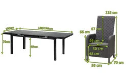 OUTFLEXX Malaga Premium Esstischgarnitur, Anthrazit/grau/sooty, Alu/Glas/Subrella, 180/240cm, 8 Sessel, Ausziehfunktion, Verstellbare Rückenlehne -Gartenladen 28879 05.jpg