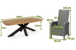OUTFLEXX Belgium/Malaga Set, Anthrazit/flanelle, Recycled Teak/Alu/Sunbrella, 220x100cm, 8 Sessel, Rustikal Gebürstet, Verstellbare Rückenlehne -Gartenladen 28885 05.jpg