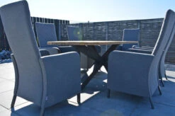 OUTFLEXX Belgium/Malaga Set, Anthrazit/flanelle, Recycled Teak/Alu/Sunbrella, 220x100cm, 8 Sessel, Rustikal Gebürstet, Verstellbare Rückenlehne -Gartenladen 28885 11.JPG