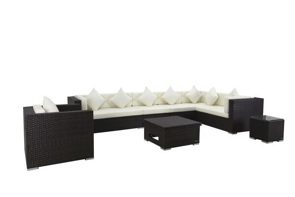 OUTFLEXX Loungemöbel-Set, Braun, Polyrattan, Für 8 Personen, Inkl. Loungetisch, Wasserfeste Kissenbox 5 OUTFLEXX Loungemöbel-Set, Braun, Polyrattan, Für 8 Personen, Inkl. Loungetisch, Wasserfeste Kissenbox – Bild 3