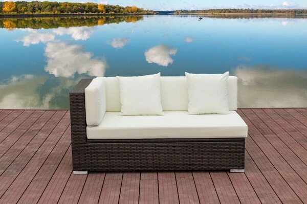 OUTFLEXX 2-Sitzer Ecksofa, Braun Marmoriert, Polyrattan, 145 X 85 X 70 Cm, Wasserfeste Kissenbox, Armlehne Re. 4 OUTFLEXX 2-Sitzer Ecksofa, Braun Marmoriert, Polyrattan, 145 X 85 X 70 Cm, Wasserfeste Kissenbox, Armlehne Re. – Bild 2