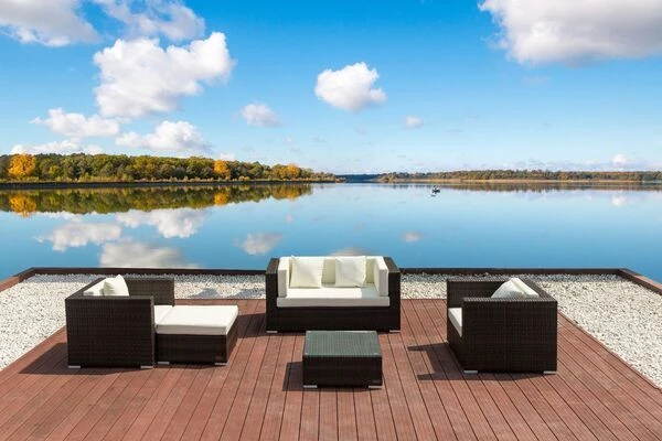 OUTFLEXX Loungemöbel-Set, Polyrattan, Braun Marmoriert, 5 Pers, Wasserfeste Kissenbox, Inkl. Beistelltisch 4 OUTFLEXX Loungemöbel-Set, Polyrattan, Braun Marmoriert, 5 Pers, Wasserfeste Kissenbox, Inkl. Beistelltisch – Bild 2