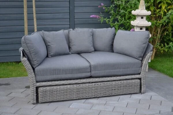 OUTFLEXX Sonneninsel, Grau, Polyrattan, Halbrund, 193 X 104 X 74 Cm, Hocker Drehbar, Dach Klappbar 4 OUTFLEXX Sonneninsel, Grau, Polyrattan, Halbrund, 193 X 104 X 74 Cm, Hocker Drehbar, Dach Klappbar – Bild 2