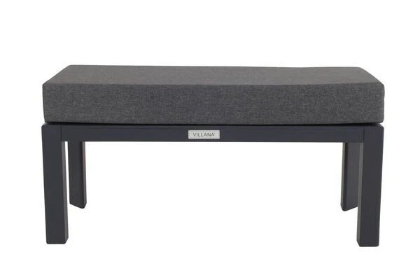 VILLANA Hocker / Fußablage, Schwarz/grau Meliert, Alu/Polyester, 100 X 46 X 46 Cm, Inkl. Kissen 4 VILLANA Hocker / Fußablage, Schwarz/grau Meliert, Alu/Polyester, 100 X 46 X 46 Cm, Inkl. Kissen – Bild 2