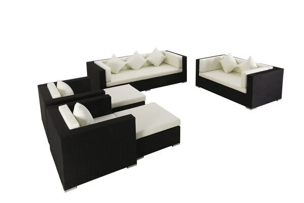 OUTFLEXX Loungemöbel-Set, Schwarz, Polyrattan, Für 9 Personen, Wasserfeste Kissenbox 4 OUTFLEXX Loungemöbel-Set, Schwarz, Polyrattan, Für 9 Personen, Wasserfeste Kissenbox – Bild 2