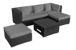 OUTFLEXX Loungemöbel-Set, Schwarz, Polyrattan, 5 Personen, Wasserfeste Kissenbox, Inkl. Loungetisch -Gartenladen 2 18226 BOX D.jpg