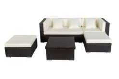 OUTFLEXX Loungemöbel-Set, Braun, Polyrattan, 5 Personen, Wasserfeste Kissenbox, Inkl. Loungetisch -Gartenladen 2 18227 BOX D.jpg