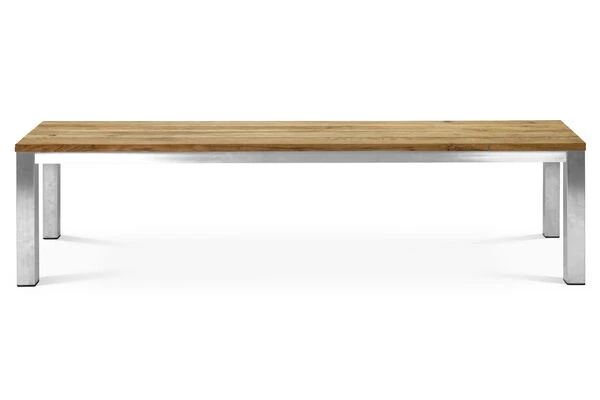 OUTFLEXX Gartenbank, Edelstahl/recyceltes FSC®-Teak, 160x40x45cm, Rustikal Gebürstet 4 OUTFLEXX Gartenbank, Edelstahl/recyceltes FSC®-Teak, 160x40x45cm, Rustikal Gebürstet – Bild 2