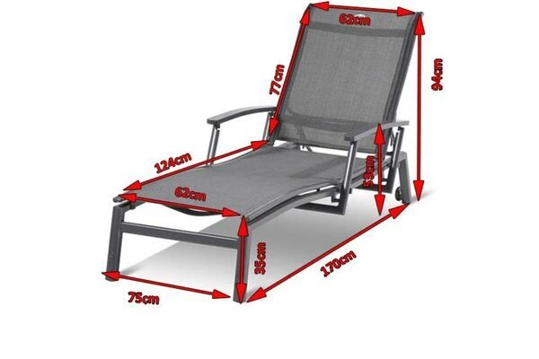 HARTMAN Alice Comfort Rollliege, Xerix/anthrazit, Alu/Textilene, 75x170x35cm 4 HARTMAN Alice Comfort Rollliege, Xerix/anthrazit, Alu/Textilene, 75x170x35cm – Bild 2