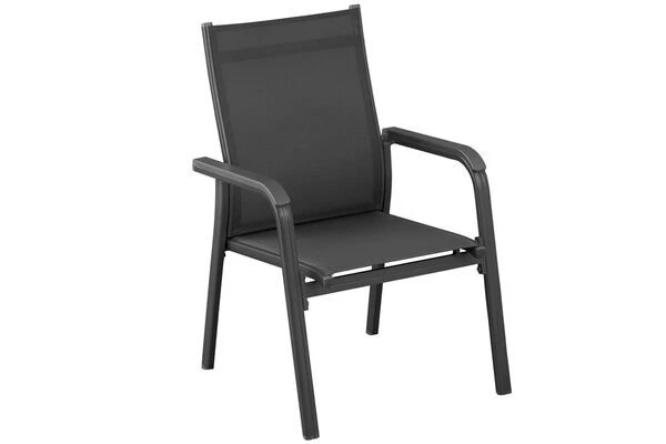 KETTLER BasicPlus Esstischgarnitur, Anthrazit, Alu/Textilene, Tisch 180/240x100cm, 6 Stapelsessel 4 KETTLER BasicPlus Esstischgarnitur, Anthrazit, Alu/Textilene, Tisch 180/240x100cm, 6 Stapelsessel – Bild 2