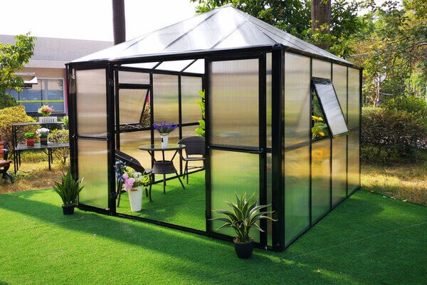 OUTFLEXX Gewächshaus, Schwarz, Alu/Polycarbonat, 295x295x270 Cm, Pulverbeschichtet 4 OUTFLEXX Gewächshaus, Schwarz, Alu/Polycarbonat, 295x295x270 Cm, Pulverbeschichtet – Bild 2