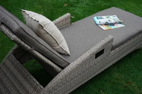 Ploß Rabida Comfort Rollliege, Champagner-meliert, Polyrattan, 198x68x44cm, Verstellbar, Hohe Sitzhöhe 4 Ploß Rabida Comfort Rollliege, Champagner-meliert, Polyrattan, 198x68x44cm, Verstellbar, Hohe Sitzhöhe – Bild 2