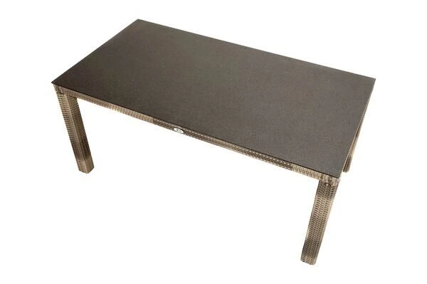 Ploß Rabida Dining Tisch, Champagner-meliert, Polyrattan, 170 X 90 Cm, Glasplatte In Steinoptik 4 Ploß Rabida Dining Tisch, Champagner-meliert, Polyrattan, 170 X 90 Cm, Glasplatte In Steinoptik – Bild 2