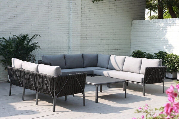 OUTFLEXX Mermaid Lounge-Set, Anthrazit, Alu/XL Rope, 6-teilig, Inkl. Sitz- Und Rückenkissen, Tisch 95 X 95 X 42 Cm 4 OUTFLEXX Mermaid Lounge-Set, Anthrazit, Alu/XL Rope, 6-teilig, Inkl. Sitz- Und Rückenkissen, Tisch 95 X 95 X 42 Cm – Bild 2