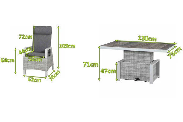 SIENA GARDEN Corido Sitzgruppe, Ice Grey, Alu / Gardino®-Geflecht, 4 Diningsessel, Stufenloser Lifttisch 130 X 75 X 47-71 Cm 4 SIENA GARDEN Corido Sitzgruppe, Ice Grey, Alu / Gardino®-Geflecht, 4 Diningsessel, Stufenloser Lifttisch 130 X 75 X 47-71 Cm – Bild 2