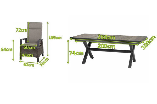 SIENA GARDEN Corido / Sincro Sitzgruppe, Charcoal, Alu / Gardino®-Geflecht, 8 Diningsessel, Ausziehtisch 205/265 X 103 Cm 4 SIENA GARDEN Corido / Sincro Sitzgruppe, Charcoal, Alu / Gardino®-Geflecht, 8 Diningsessel, Ausziehtisch 205/265 X 103 Cm – Bild 2