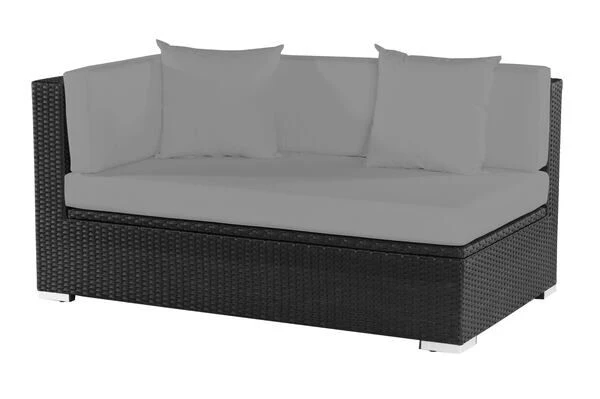 OUTFLEXX 2-Sitzer Ecksofa, Schwarz, Polyrattan, 145x85x70cm, Armlehne Rechts, Wasserfeste Kissenbox 4 OUTFLEXX 2-Sitzer Ecksofa, Schwarz, Polyrattan, 145x85x70cm, Armlehne Rechts, Wasserfeste Kissenbox – Bild 2