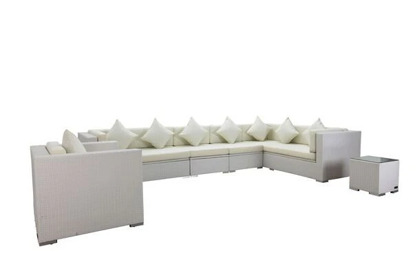 OUTFLEXX Loungemöbel-Set, Weiß, Polyrattan, Für 8 Personen, WasserfesteKissenbox 4 OUTFLEXX Loungemöbel-Set, Weiß, Polyrattan, Für 8 Personen, WasserfesteKissenbox – Bild 2