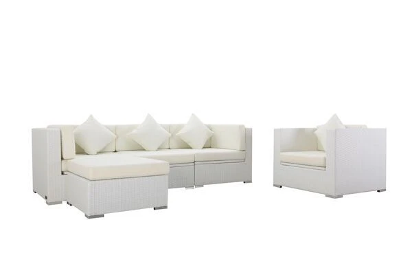 OUTFLEXX Loungemöbel-Set, Weiß, Polyrattan, Für 5 Personen, Wasserfeste Kissenbox 4 OUTFLEXX Loungemöbel-Set, Weiß, Polyrattan, Für 5 Personen, Wasserfeste Kissenbox – Bild 2