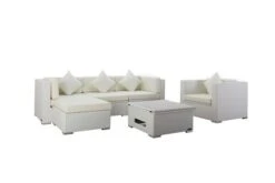 OUTFLEXX Loungemöbel-Set, Weiß, Polyrattan, Für 5 Personen, Inkl. Loungetisch, Wasserfeste Kissenbox -Gartenladen 2 2523 BOX D.jpg