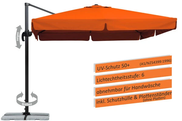 Schneider® SCHNEIDER Rhodos Ampelschirm, Terracotta, Quadratisch, 300 X 300 Cm 4 Schneider® SCHNEIDER Rhodos Ampelschirm, Terracotta, Quadratisch, 300 X 300 Cm – Bild 2