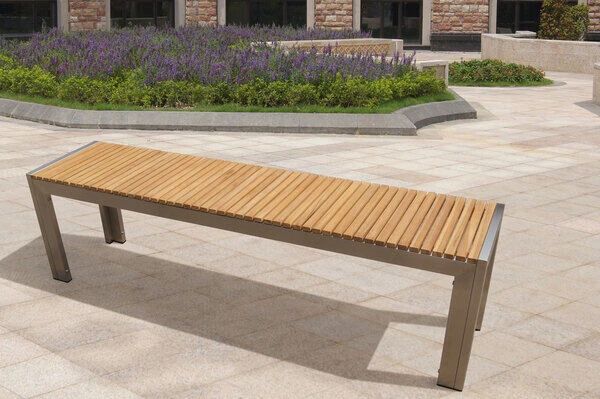 OUTFLEXX Bank Aus Edelstahl/FSC-Teakholz, 160x38x45cm 4 OUTFLEXX Bank Aus Edelstahl/FSC-Teakholz, 160x38x45cm – Bild 2