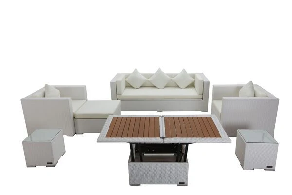 OUTFLEXX Loungemöbel-Set, Weiß, Polyrattan, Für 6 Personen, Inkl. Loungetisch, Wasserfeste Kissenbox 4 OUTFLEXX Loungemöbel-Set, Weiß, Polyrattan, Für 6 Personen, Inkl. Loungetisch, Wasserfeste Kissenbox – Bild 2