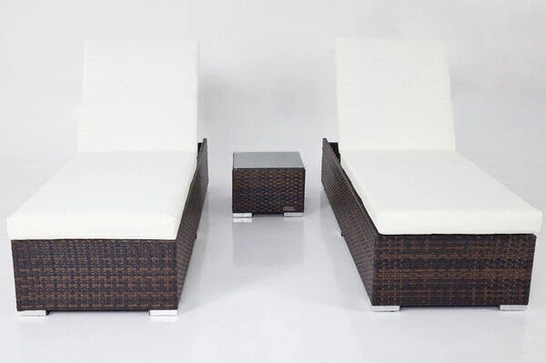OUTFLEXX 2er-Set Sonnenliegen, Braun Marmoriert, Polyrattan, Je 200x70x45cm, Mit Beistelltisch 4 OUTFLEXX 2er-Set Sonnenliegen, Braun Marmoriert, Polyrattan, Je 200x70x45cm, Mit Beistelltisch – Bild 2