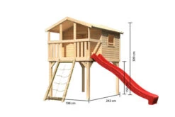 KARIBU Benjamin Stelzenhaus, Naturbelassen, Nordische Fichte, 198x244x309cm, Mit Rutsche Rot Und Netzrampe 12 KARIBU Benjamin Stelzenhaus, Naturbelassen, Nordische Fichte, 198x244x309cm, Mit Rutsche Rot Und Netzrampe -Gartenladen 30416 2 05.jpg